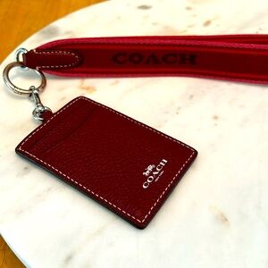 COACH ID Lanyard in Pebble Leather (Wine Multi)